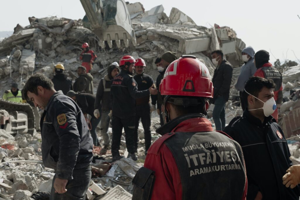 Rescuers on Ruins After Earthquake in Turkey