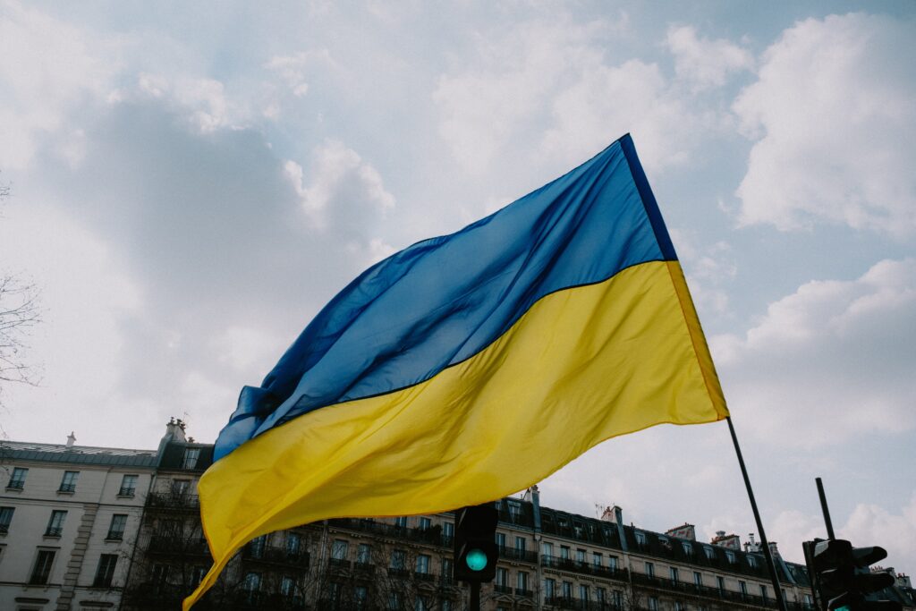 Close-Up Shot of the Flag of Ukraine
